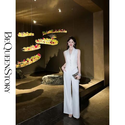 BeQueenStory【出街总裁】舒适百搭垂感透气藏肉直筒阔腿长裤 商品图2