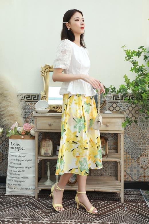 L.Fleuri 气质雪纺百合印花半裙 13083 商品图6