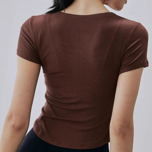 【3~5天发货】跃牌【美度空间】系列 莫代尔裸感修身运动t恤女圆领拉链瑜伽服休闲小蛮腰健身短袖夏季ADTX41020 商品图3