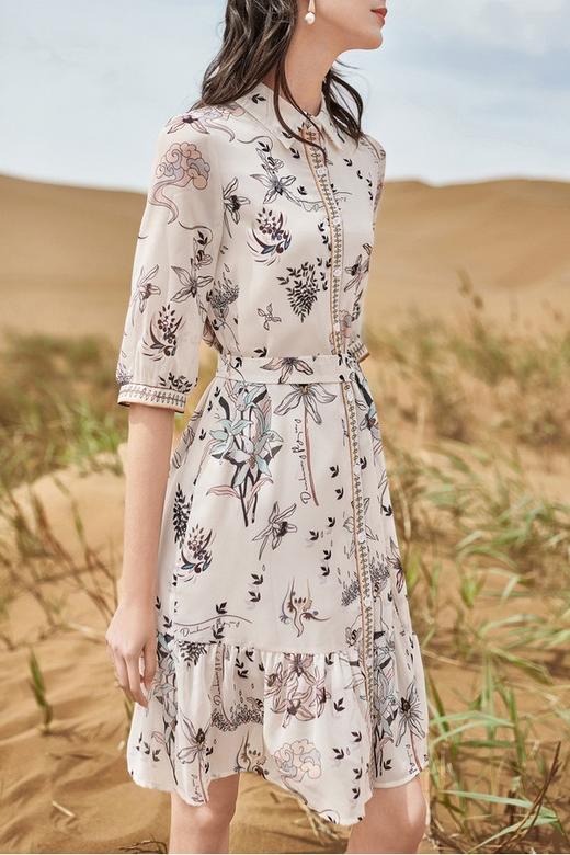 DUIBAI对白 复古敦煌花卉七分袖连衣裙 13007 商品图2