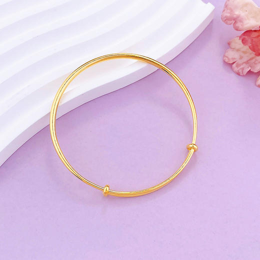 【限时克减150元】足金 实心手镯光面推拉手镯光圈推拉手镯素圈推拉手镯圆管推拉手镯(HWSZ00002-04) (面宽约2.4-2.6mm)（一经下单不支持退款） 商品图2