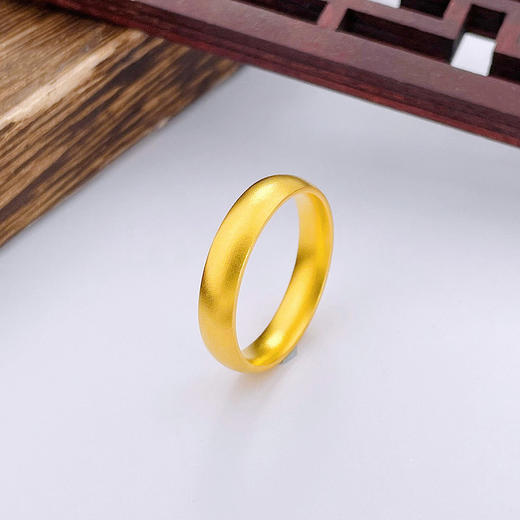 【限时克减150元】足金999.9 古法空心光圈戒指素圈戒指固口戒指内平外弧戒指扁素圈戒（面宽约3.5-4mm）(ANWZGFJZ00018-5)（预售产品下单后不退款不退货不换货不补差价 商品图0