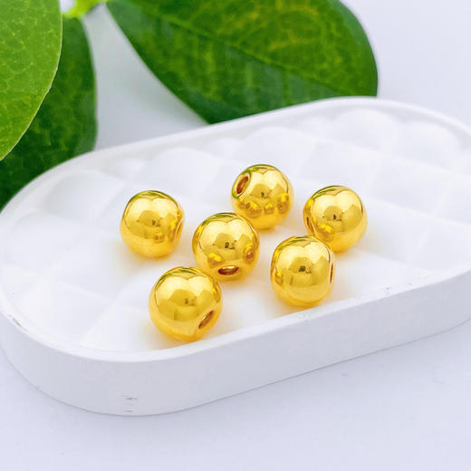 【限时7.5折】【定价黄金】足金 【无成色字印】3D硬金散珠转运珠光珠转运珠佛珠光面转运珠手串（6粒总长约4.1cm，6粒/件）(V3DSC00357)（预售产品下单后不退款不退货不换货不补差价） 商品图0