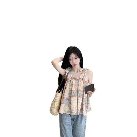 【法式设计感印花吊带背心女】夏季新款 宽松无袖短款上衣 小清新 商品图4