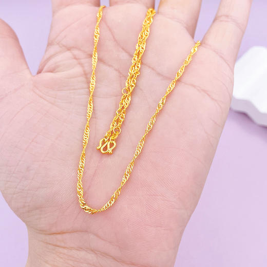 【限时克减150元】足金999 5G黄金17-18寸调节水波纹项链(AG5GXL00020-1)补差价）补差价）预售产品下单后不退款不退货不换货不补差价 商品图2