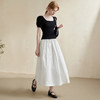 温柔文艺风肌理感半身裙女简约弹力松紧腰小白裙V2241825 商品缩略图3