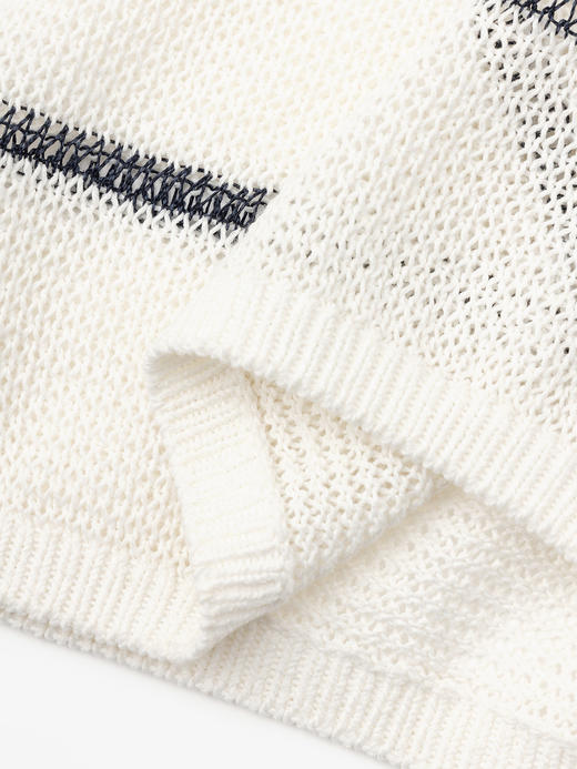 COCO ZONE "经典条纹“夏季设计感镂空条纹针织衫圆领套头短袖上衣CC1B1007 商品图5