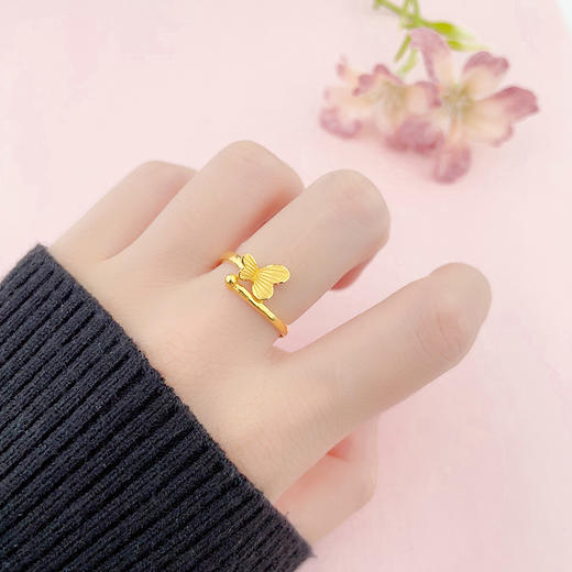 【限时克减150元】足金999.99 #九紫离火 【精品】五9黄金活口戒指错口蝴蝶女戒(ACJZ00244)（预售产品下单后不退款不退货不换货不补差价 商品图2