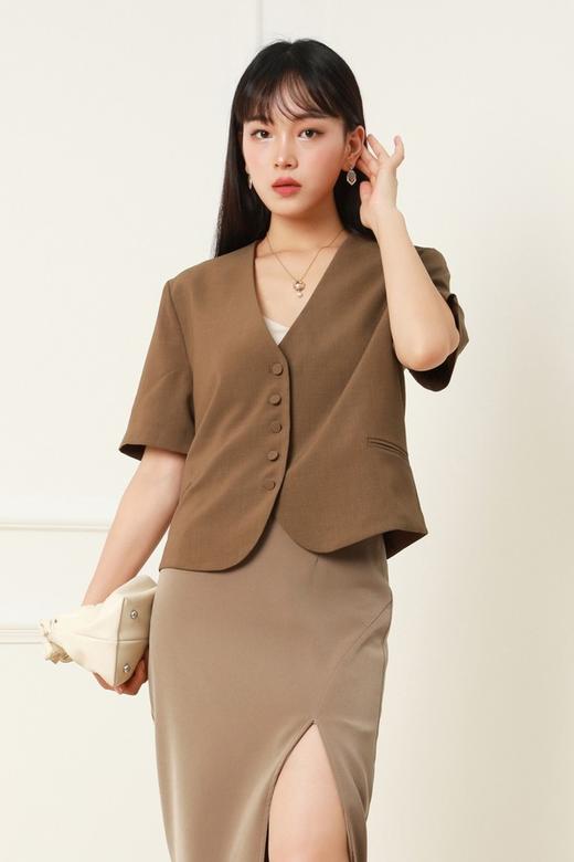 amadella 灰咖色无领西装外套 12804 商品图0