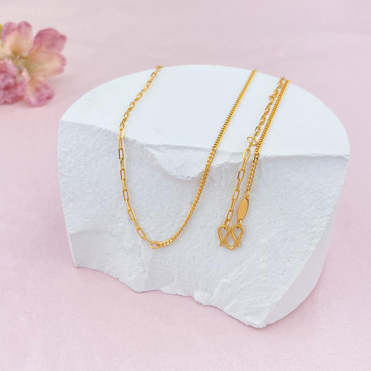 【限时克减150元】足金999 5G黄金17-18寸调节AB链十字间侧身项链(AG5GXL00015)（预售产品下单后不退款不退货不换货不补差价） 商品图0