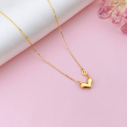 【限时克减128元】足金999 5G黄金空心调节心形项链立体爱心心形e生有你套链(AG5GTL00315)（预售产品下单后不退款不退货不换货不补差价）（预售产品下单后不退款不退货不换货不补差价） 商品图1