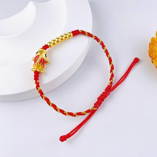 【定价黄金】足金 3D硬金空心可调节幸运红绳红烤漆锦鲤间金珠手串成品手串(AA3DSC00465)（预售产品下单后不退款不退货不换货不补差价）（预售产品下单后不退款不退货不换货不补差价） 商品图3