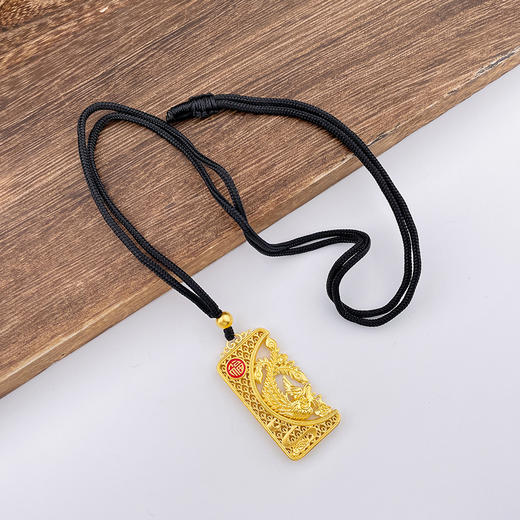 【限时克减150元】足金999 古法空心挂绳珐琅镂空花丝凤凰于飞龙凤配凤牌吊坠（含珠子）(YGFDZ00356-B)（预售产品下单后不退款不退货不换货不补差价） 商品图2