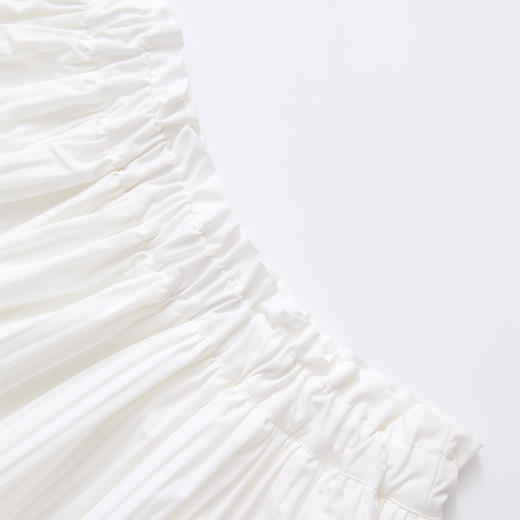 温柔文艺风肌理感半身裙女简约弹力松紧腰小白裙V2241825 商品图5