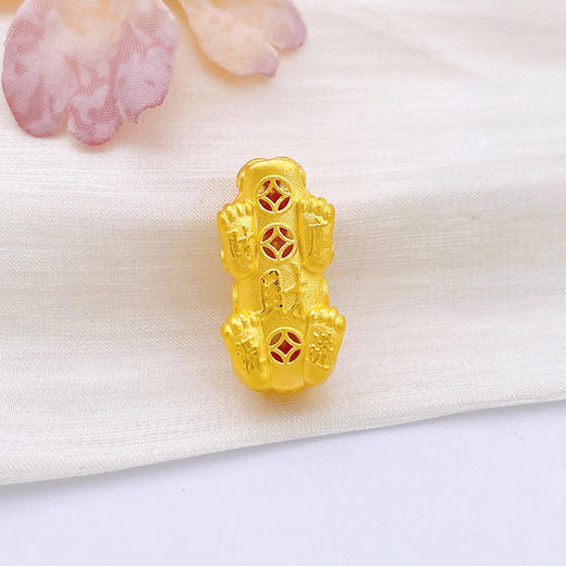 【限时克减150元】足金999.99 #招财进宝 五9貔貅手串镂空铜钱招财貔貅手串Diy手串配件（约22.7*11.3mm)(ACSC00002)补差价）预售产品下单后不退款不退货不换货不补差价 商品图1