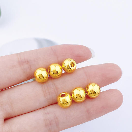 【限时7.5折】【定价黄金】足金 【无成色字印】3D硬金散珠转运珠光珠转运珠佛珠光面转运珠手串（6粒总长约4.1cm，6粒/件）(V3DSC00357)（预售产品下单后不退款不退货不换货不补差价） 商品图2