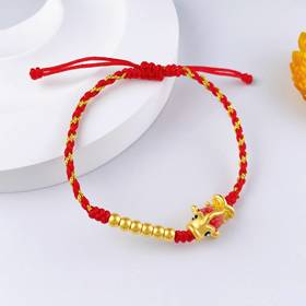 【定价黄金】足金 3D硬金空心可调节幸运红绳红烤漆锦鲤间金珠手串成品手串(AA3DSC00465)（预售产品下单后不退款不退货不换货不补差价）（预售产品下单后不退款不退货不换货不补差价）