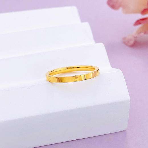 【限时克减150元】足金999 5G黄金空心固口仿钻戒指圈戒（面宽约1.7-2.1mm，厚约1.6mm)(AG5GJZ00208)（预售产品下单后不退款不退货不换货不补差价） 商品图1