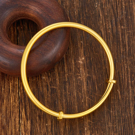 【限时克减150元】足金999 古法实心(面宽约3.5-3.7mm)光圈推拉圆管推拉手镯(YGFSZ00287)（）预售产品下单后不退款不退货不换货不补差价 商品图2