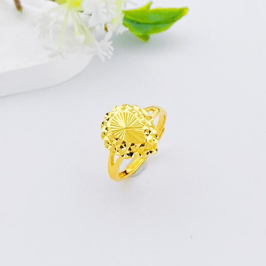 【限时克减150元】足金999.9 活口戒指车花水滴形仿钻女戒(AF010JZ00142)（预售产品下单后不退款不退货不换货不补差价 商品图1