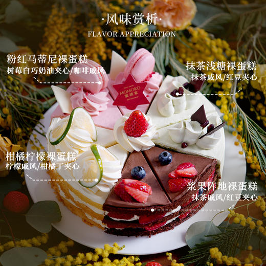 「招牌」春四季--四种口味拼配动物奶油裸蛋糕【招牌裸蛋糕 多口味组合】 商品图1