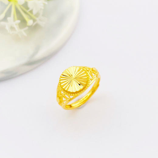 【限时克减150元】足金999.9 活口镂空戒指车花仿钻圆形女戒(AF010JZ00157)（预售产品下单后不退款不退货不换货不补差价 商品图1