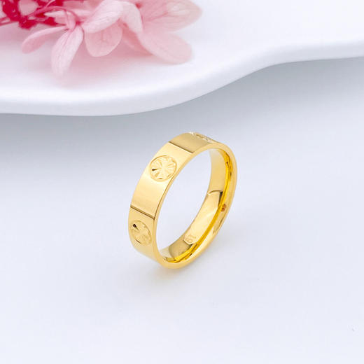 【限时克减150元】足金999.9 【精品】实心固口戒指镜面金米字纹圈戒（面宽约4.7-5.1mm）(ANWZJZ00002-1)（预售产品下单后不退款不退货不换货不补差价 商品图1