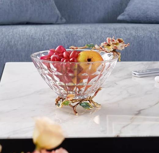 【彼达思】罗比罗丹蝶恋花果盘A粉色2023新款餐厅茶几珐琅彩果斗水果盘 商品图3