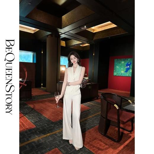 BeQueenStory【出街总裁】舒适百搭垂感透气藏肉直筒阔腿长裤 商品图4