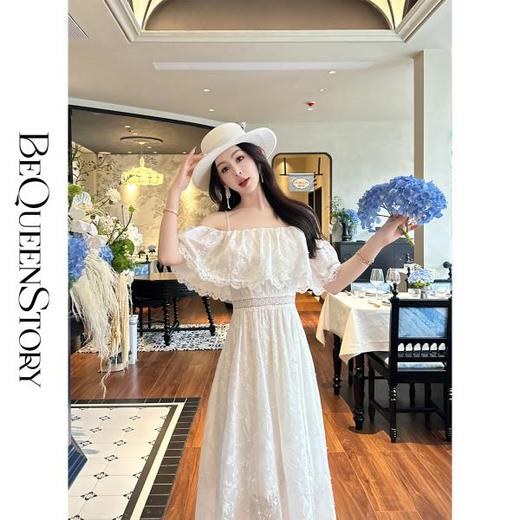 【孤品样衣，不退不换】【云端梦境】重工天丝绣花钉珠可拆卸肩带大裙连衣裙 商品图3