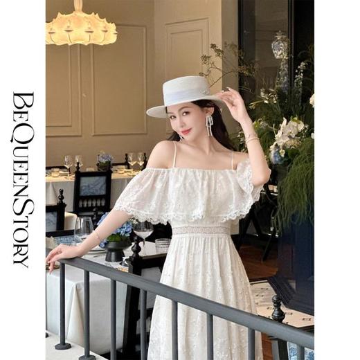 【孤品样衣，不退不换】【云端梦境】重工天丝绣花钉珠可拆卸肩带大裙连衣裙 商品图0