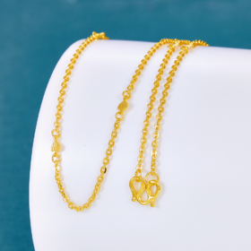 【限时克减150元】足金999.9 O字链间桃心片间款项链杂花链(AF010XL00003)预售产品下单后不退款不退货不换货不补差价