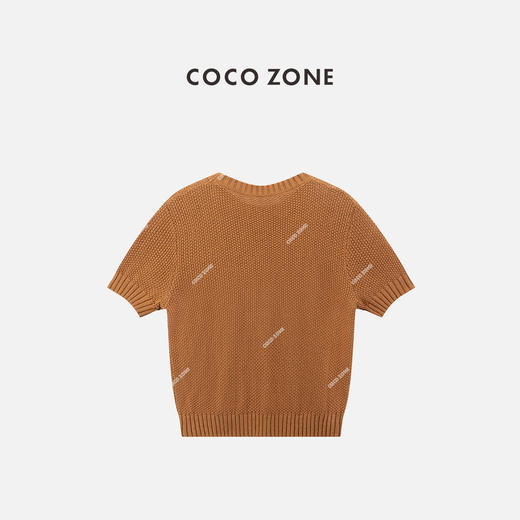 COCO ZONE "橘子"时尚镂空圆领针织衫修身纯色百搭上衣CC1B1429 商品图1