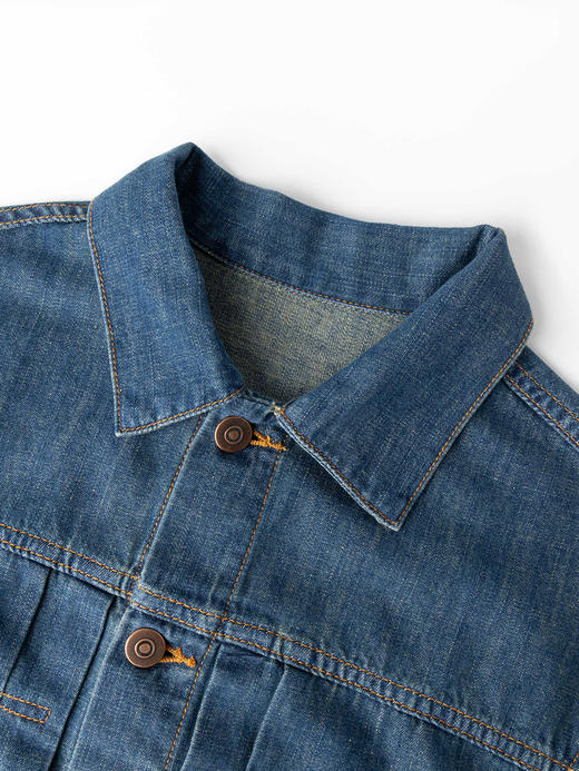 COCO ZONE 时尚翻领水洗牛仔衬衫单排扣长袖上衣CC1B1473 商品图4