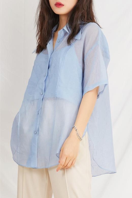 ESTELLICA 机理感宽松大翻领短袖衬衫 13077 商品图4