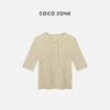 COCO ZONE 2024春上新纽扣圆领上衣设计感半袖毛针织衫CC1A0575 商品缩略图0