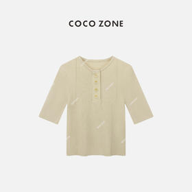 COCO ZONE 2024春上新纽扣圆领上衣设计感半袖毛针织衫CC1A0575