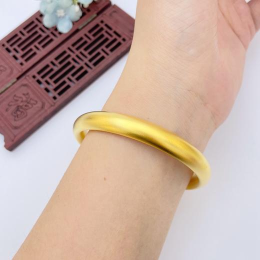 【限时克减150元】足金999.9 【油亮版本】古法传承半空心古法光圈古法素圈泥鳅背宽面光圈内平外弧手镯扁素圈固口古法手镯(AIGFSZ00054-6)（预售产品下单后不退款不退货不换货不补差价） 商品图2