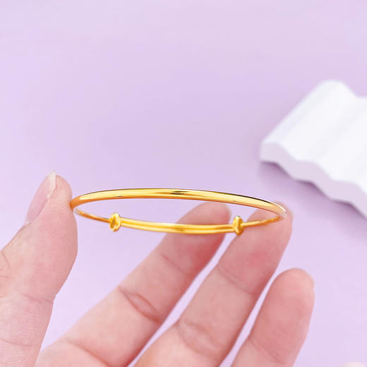 【限时克减150元】足金 实心手镯光面推拉手镯光圈推拉手镯素圈推拉手镯圆管推拉手镯(HWSZ00002-04) (面宽约2.4-2.6mm)（一经下单不支持退款） 商品图3