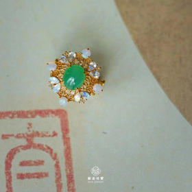 龢盒原创 春色满园冰绿翡翠戒指