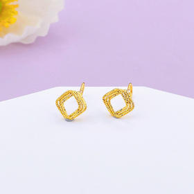 【限时克减150元】足金999 #超轻 5G超轻黄金镂空几何绕线方环耳饰耳钉(AG5GES00114)（预售产品下单后不退款不退货不换货不补差价）