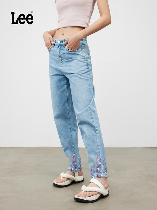 Lee商场同款泼墨411高腰锥形女牛仔裤妈妈裤LWZ4115PCATJ 商品图1