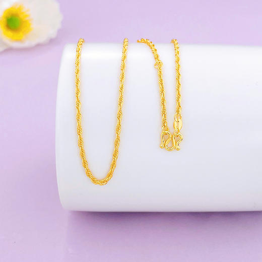 【限时克减150元】足金999 5G黄金17-18寸调节麻绳项链(AG5GXL00021-2)补差价）补差价）预售产品下单后不退款不退货不换货不补差价 商品图0