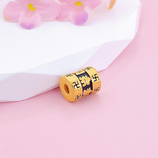 【限时7.5折】【定价黄金】足金 【精品】3D硬金烤漆六字真言佛纹筒珠手串配件(AR3DSC00065)预售产品下单后不退款不退货不换货不补差价 商品图1
