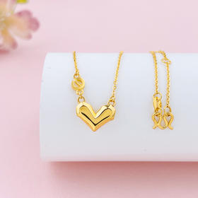 【限时克减128元】足金999 5G黄金空心调节心形项链立体爱心心形e生有你套链(AG5GTL00315)（预售产品下单后不退款不退货不换货不补差价）（预售产品下单后不退款不退货不换货不补差价）