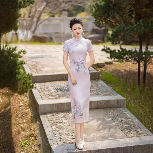 ZAYS2024夏季时尚气质女装长款提花旗袍改良短袖年轻淑女旗袍 商品图3