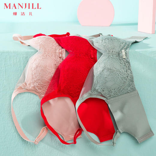 熳洁儿春夏文胸蕾丝透气薄款上托小胸聚拢无钢圈内衣胸罩女21261532 商品图0