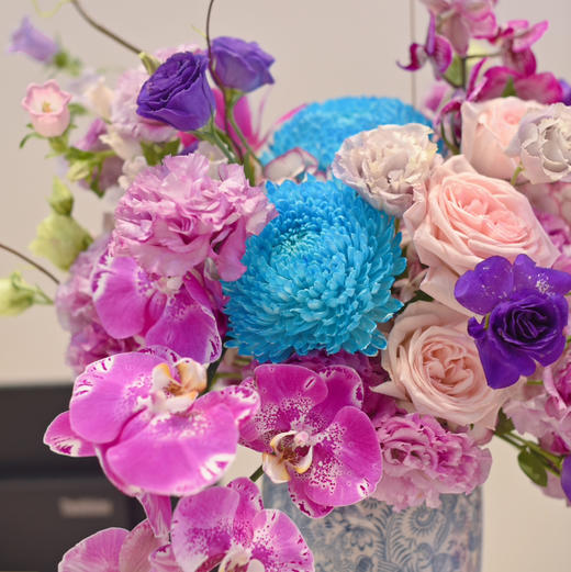 《紫气东来》牡丹菊藏宝图紫色桔梗新年插花 商品图7