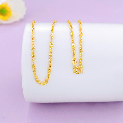 【限时克减150元】足金999 5G黄金17-18寸调节水波纹项链(AG5GXL00020-1)补差价）补差价）预售产品下单后不退款不退货不换货不补差价 商品图0