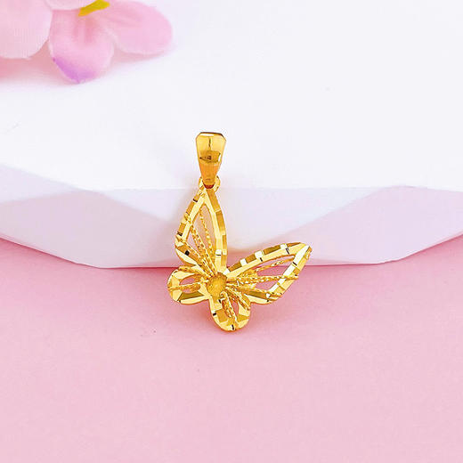 【限时7.5折】【定价黄金】足金999 #超轻 #九紫离火 (足金999字印)5G黄金镂空绕线蝴蝶吊坠(5GDZ00475)（预售产品下单后不退款不退货不换货不补差价） 商品图1